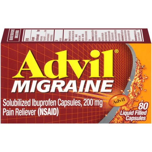 Advil Migraine Pain and Headache Reliever Ibuprofen Capsules; 200 mg; 80 Count Advil Migraine Pain and Headache Reliever Ibuprofen Capsules; 200 mg; 80 Count