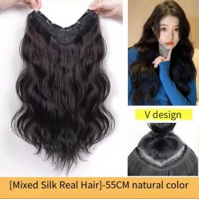 Women's Curly Long Wig Piece Is Fluffy And Invisible (Option: 55cm natural color)