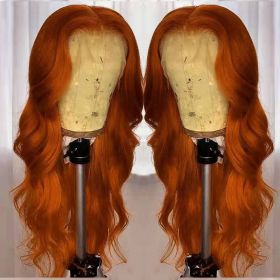 European And American Dark Orange Wig Hair Set Smooth Hair (Option: 180Density-14inch)